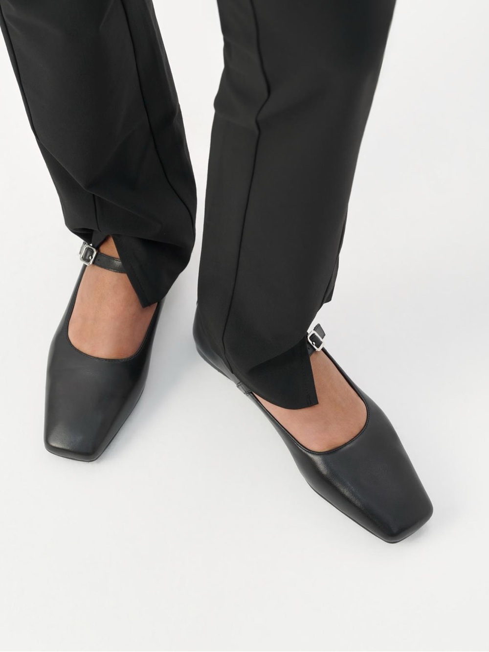 Vagabond Shoemakers Black Leather Square-Toe Mary Jane Flats Size 37